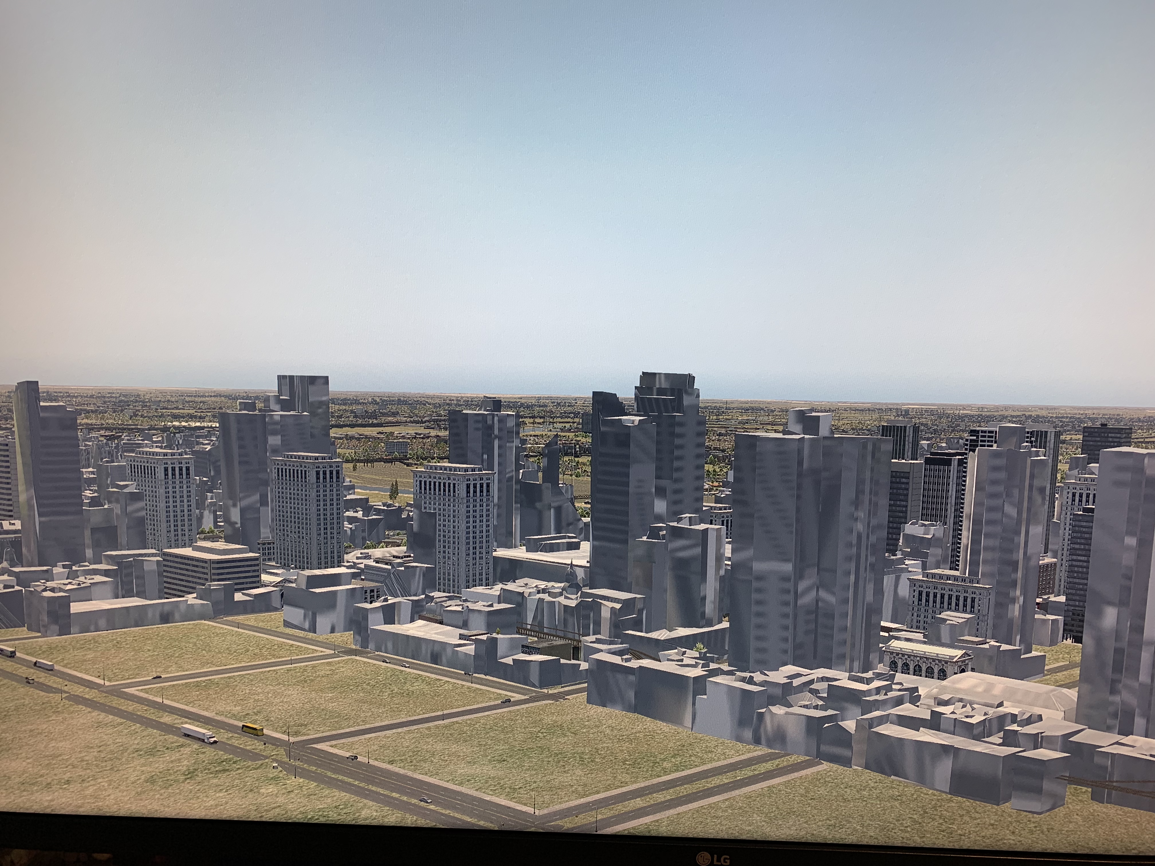 The scenery is coming up like this. I have tried doing the re installer. Removing plugins. Removing add ons. I have a lot of customer scenery so trying to avoid fresh install. It only happens with this city.