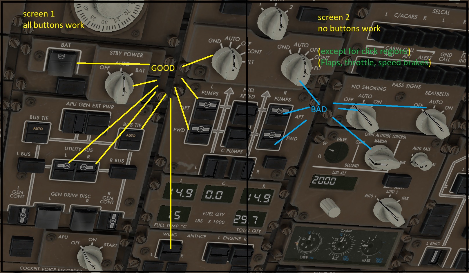 xplane mouse and touch does not click.